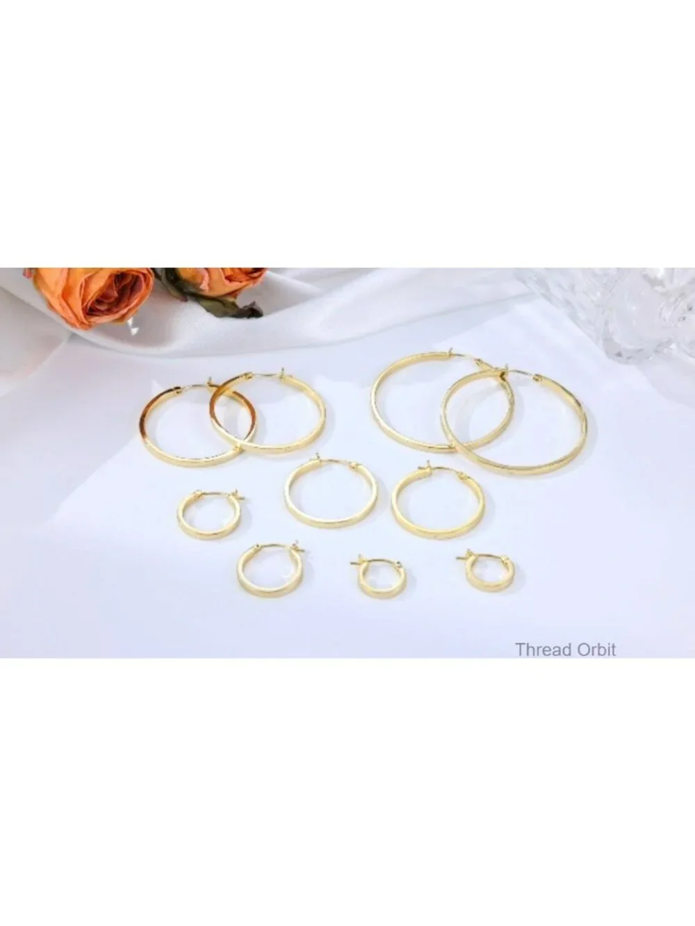 14K Gold Plated Hoop Earrings with 925 Sterling Silver Post Lightweight